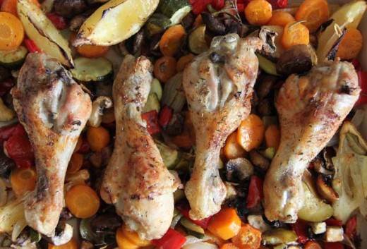 Hähnchen auf Gemüse
