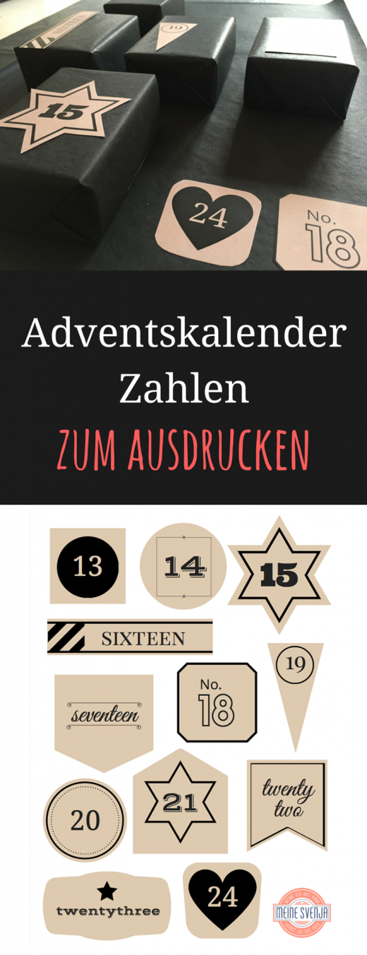 Adventskalender Zahlen zum Ausdrucken - Vorlagen umsonst für einen DIY Adventskalender