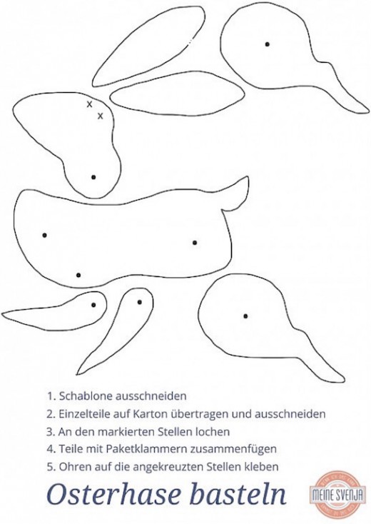 Osterhase basteln aus Karton Schablone zum Download www.meinesvenja.de