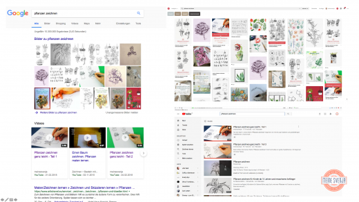 Google Seite 1 - Suchergebnisse bei Google, Pinterest und YouTube zu meinem Fokus Keyword