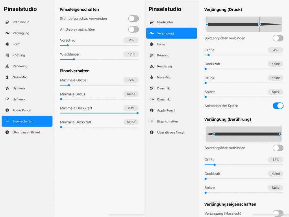 Procreate Pinsel Einstellungen